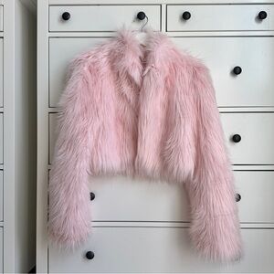Chic Pink Faux Fur Jacket